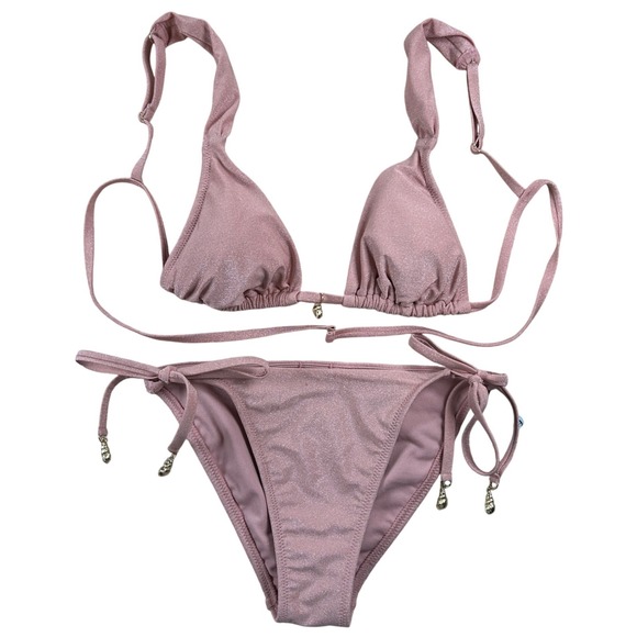 Shade & Shore Other - NWT Shade & Shore Bikini Set Womens S XS Pink Shimmer Metallic Glam Coquette
